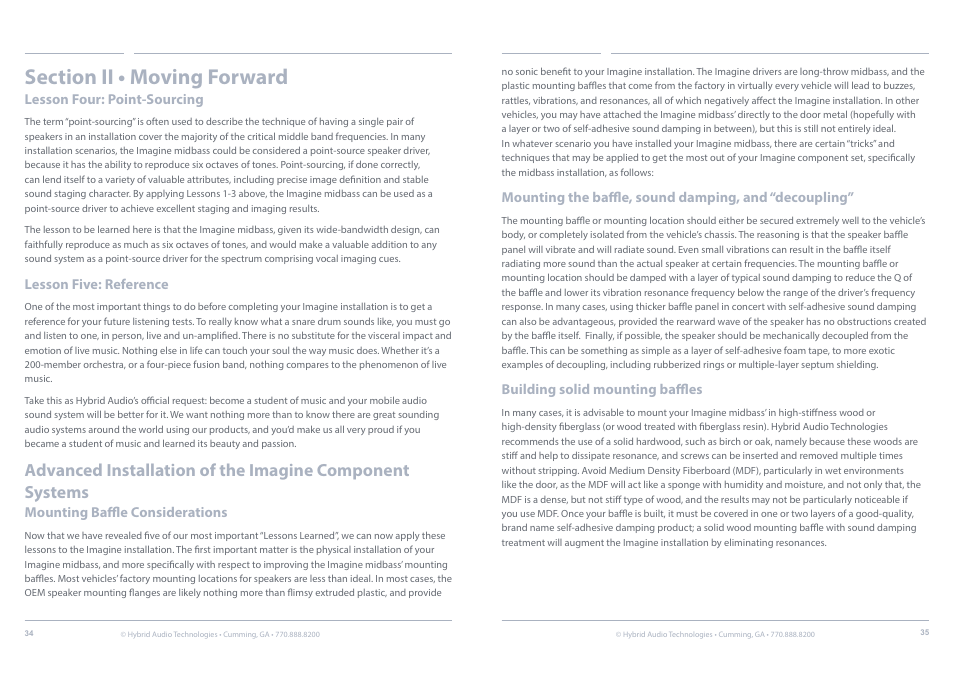 Considerations | Hybrid Audio Technologies Imagine Series Components User Manual | Page 18 / 21