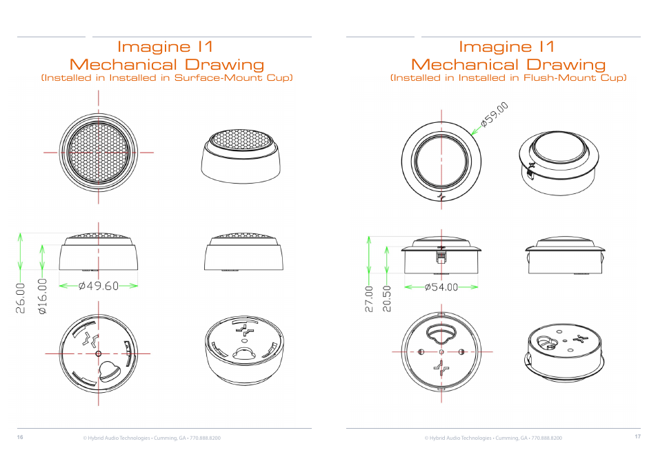 Imagine i1 mechanical drawing | Hybrid Audio Technologies Imagine Series Components User Manual | Page 9 / 21
