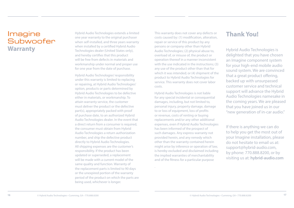 Hybrid Audio Technologies Imagine Series Subwoofer User Manual | Page 9 / 10