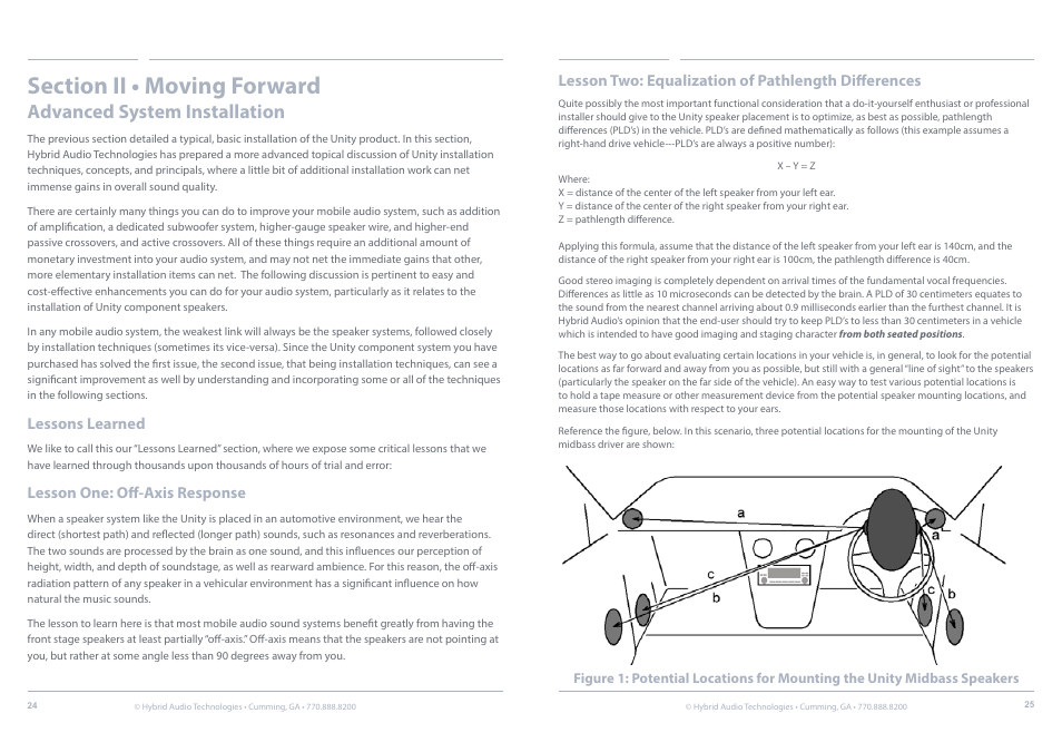 Moving forward, Advanced system installation, Lessons learned, mounting baffle | Hybrid Audio Technologies Unity Series User Manual | Page 13 / 18