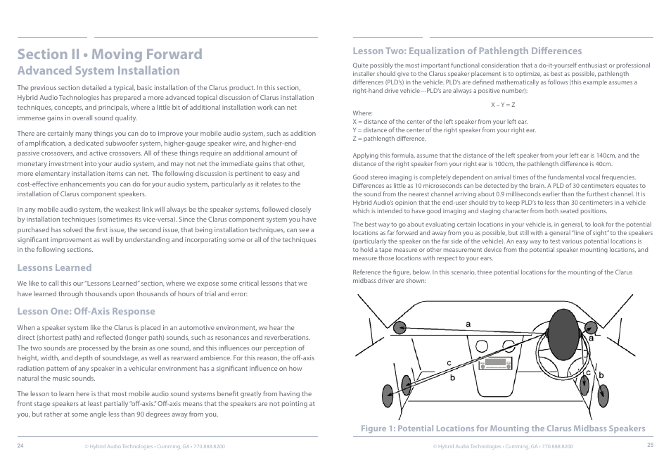 Moving forward, Advanced system installation, Lessons learned, mounting baffle | Hybrid Audio Technologies Clarus Series Components User Manual | Page 13 / 18