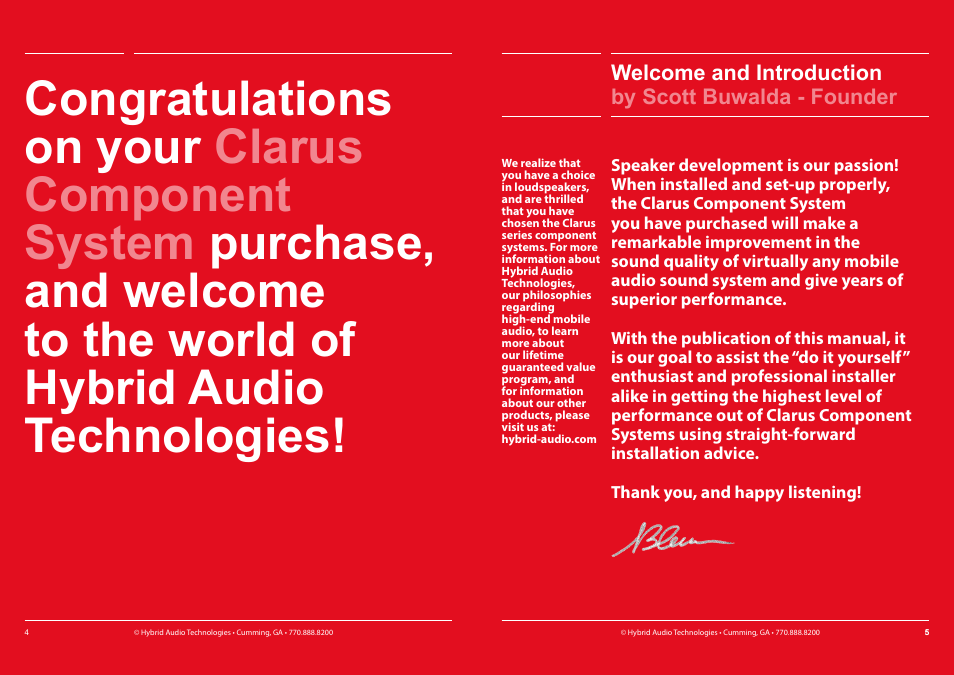 Welcome & introduction | Hybrid Audio Technologies Clarus Series Components User Manual | Page 3 / 18
