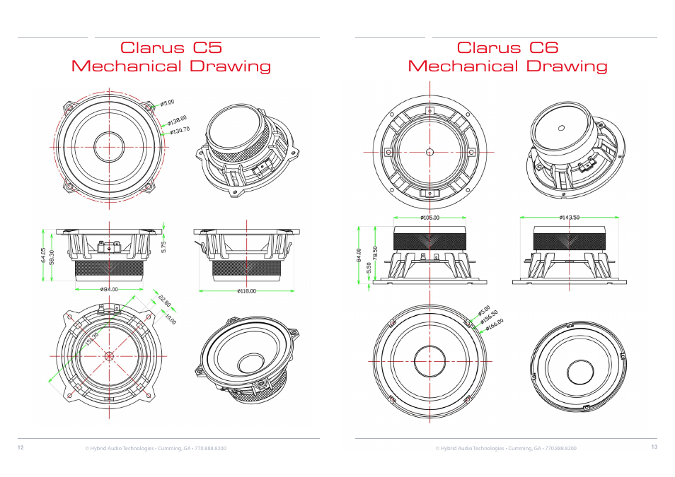 And mechanical drawings | Hybrid Audio Technologies Clarus Series Components User Manual | Page 7 / 18