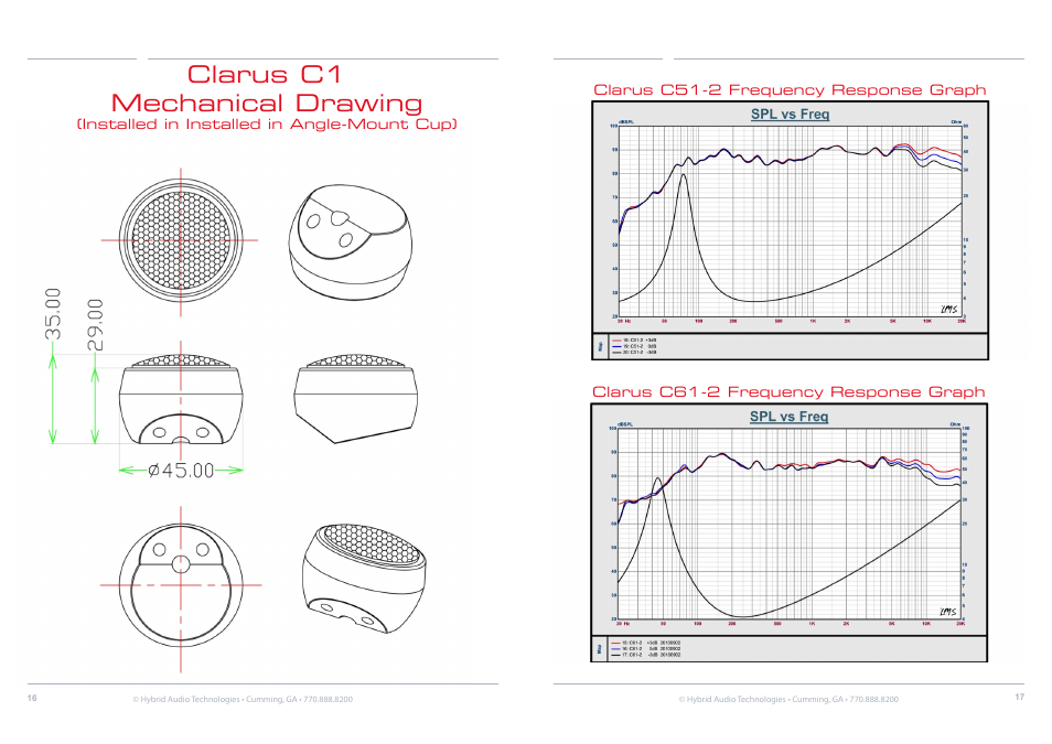 Clarus c1 mechanical drawing | Hybrid Audio Technologies Clarus Series Components User Manual | Page 9 / 18