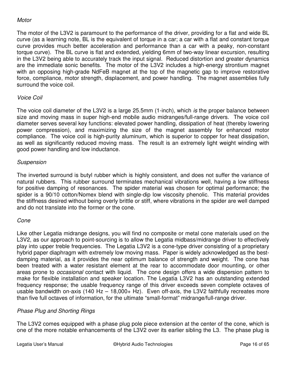 Hybrid Audio Technologies Legatia User Manual | Page 16 / 65