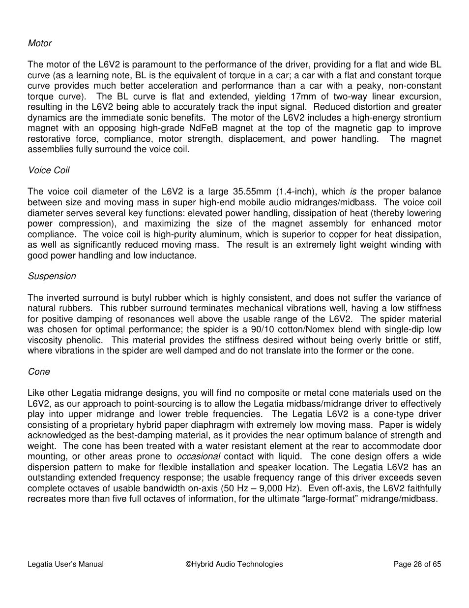 Hybrid Audio Technologies Legatia User Manual | Page 28 / 65