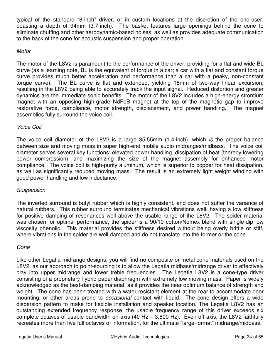 Hybrid Audio Technologies Legatia User Manual | Page 34 / 65