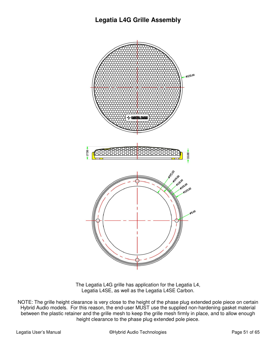 Legatia l4g grille assembly | Hybrid Audio Technologies Legatia User Manual | Page 51 / 65