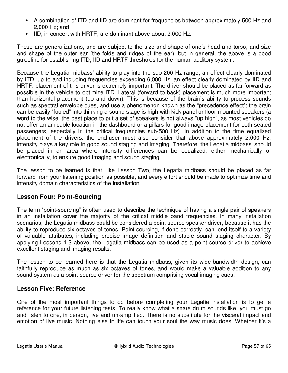Hybrid Audio Technologies Legatia User Manual | Page 57 / 65
