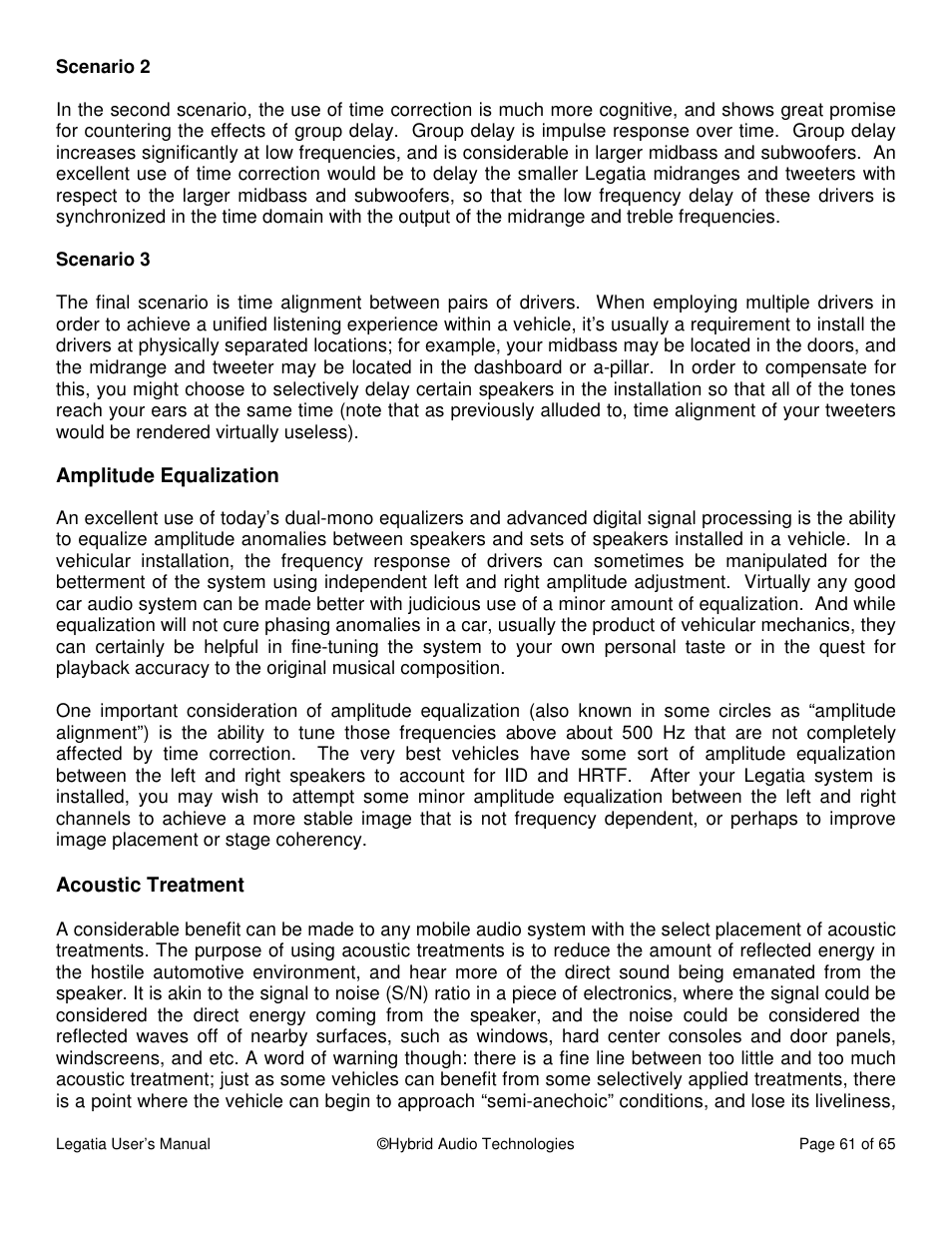 Hybrid Audio Technologies Legatia User Manual | Page 61 / 65