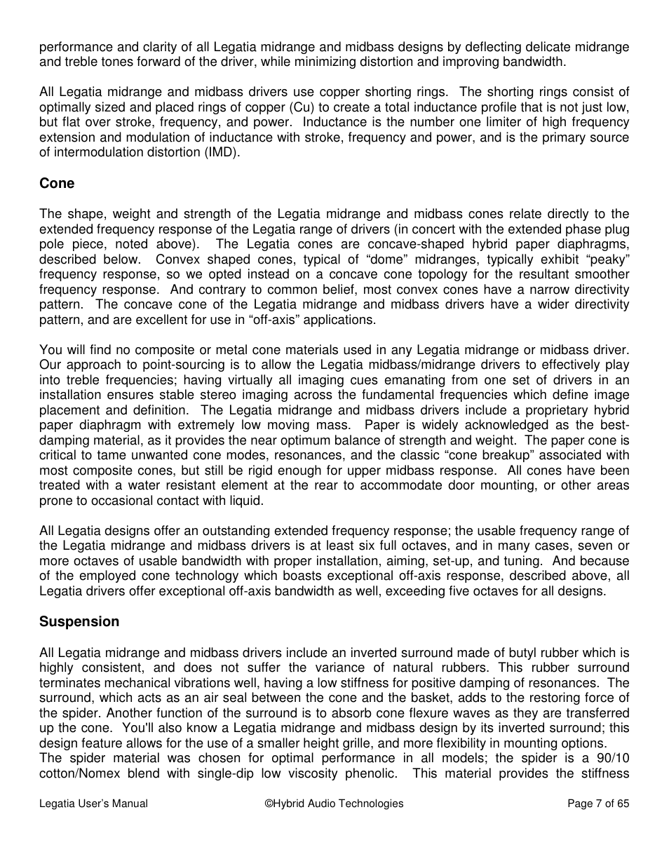 Hybrid Audio Technologies Legatia User Manual | Page 7 / 65