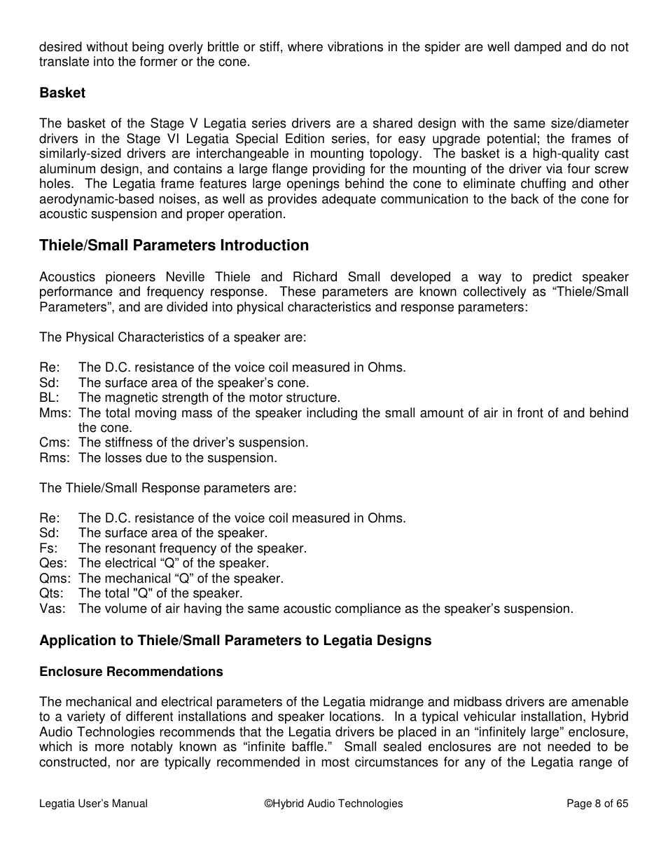 Hybrid Audio Technologies Legatia User Manual | Page 8 / 65