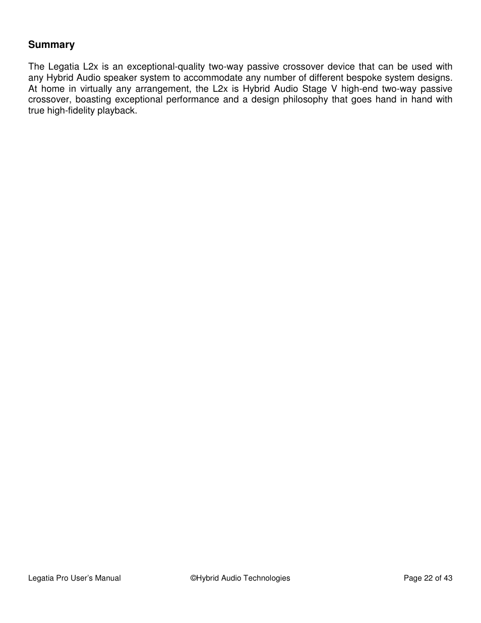 Hybrid Audio Technologies Legatia Pro User Manual | Page 22 / 42