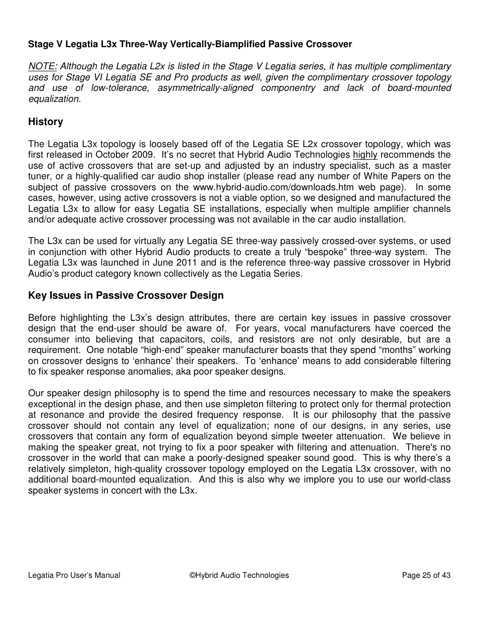 Hybrid Audio Technologies Legatia Pro User Manual | Page 25 / 42
