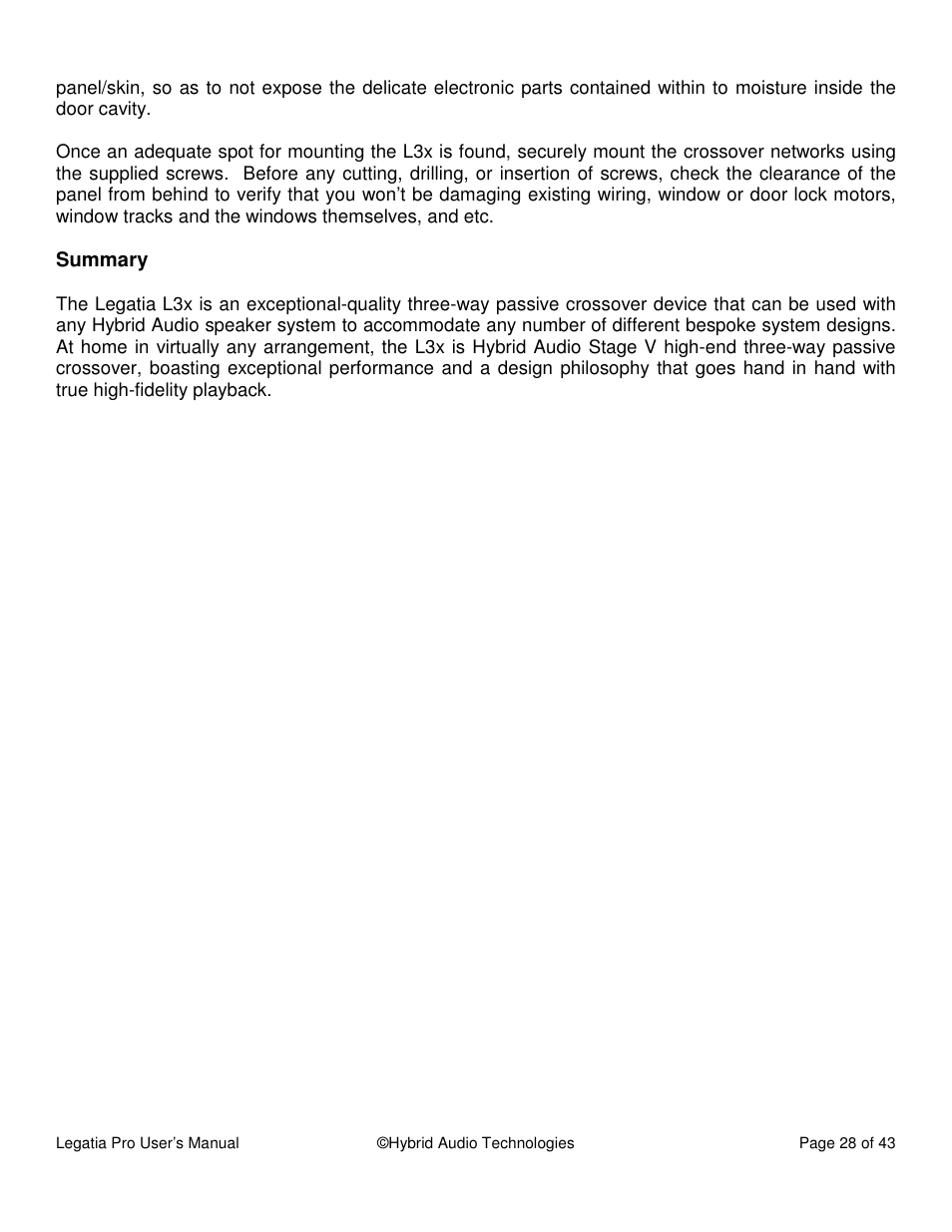 Hybrid Audio Technologies Legatia Pro User Manual | Page 28 / 42