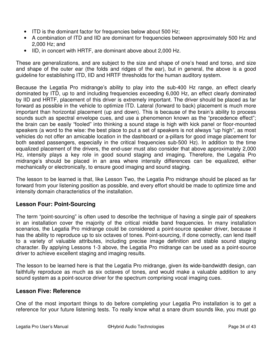 Hybrid Audio Technologies Legatia Pro User Manual | Page 34 / 42
