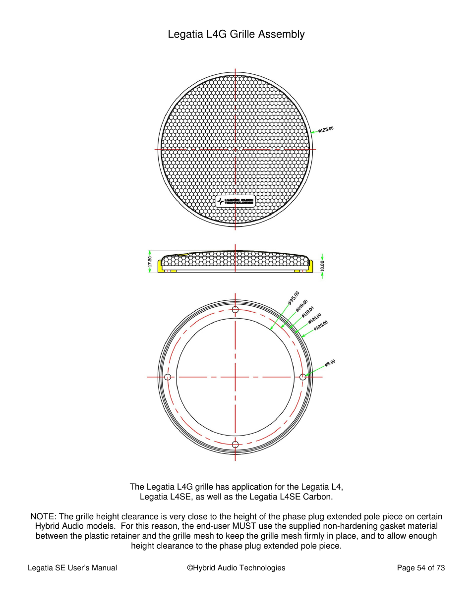 Legatia l4g grille assembly | Hybrid Audio Technologies Legatia SE User Manual | Page 54 / 68