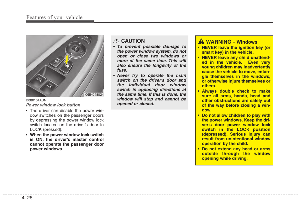Features of your vehicle | Hyundai 2013 Genesis User Manual | Page 105 / 429