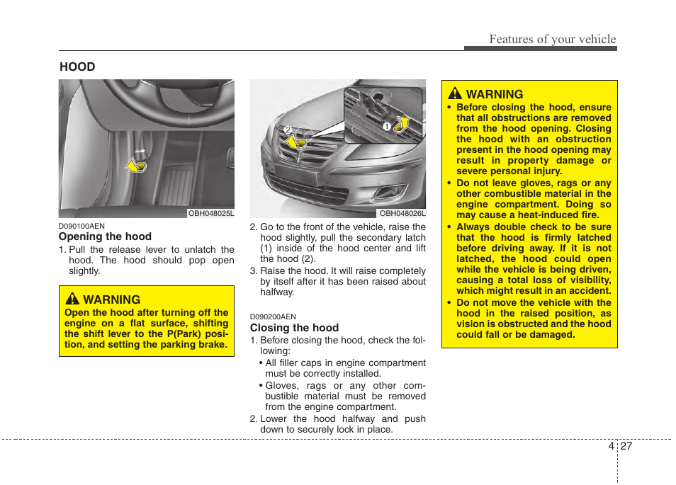 Features of your vehicle | Hyundai 2013 Genesis User Manual | Page 106 / 429