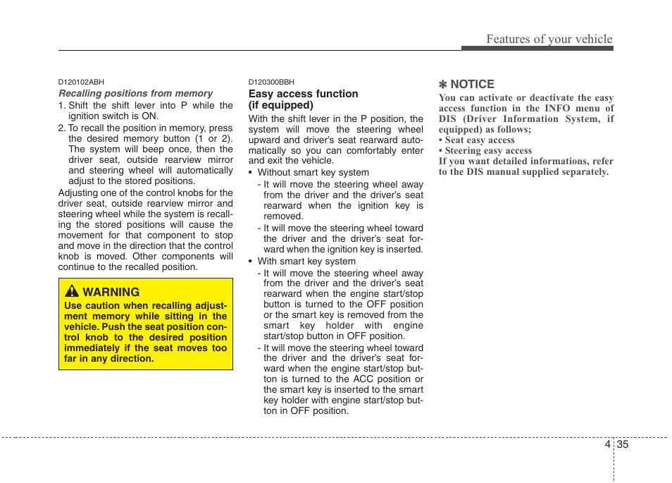 Features of your vehicle | Hyundai 2013 Genesis User Manual | Page 114 / 429