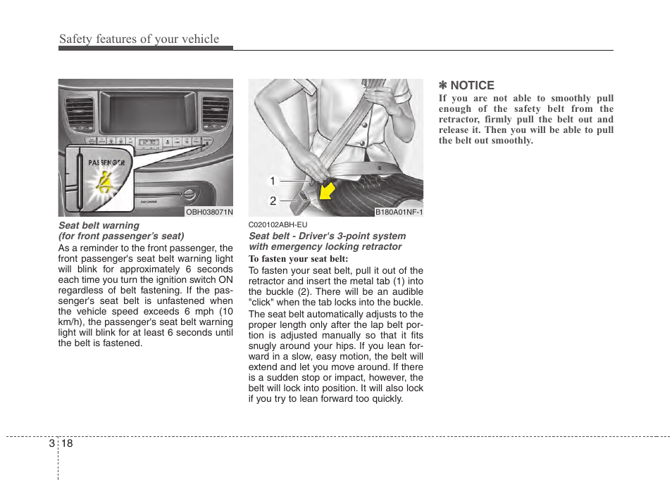 Safety features of your vehicle | Hyundai 2013 Genesis User Manual | Page 37 / 429