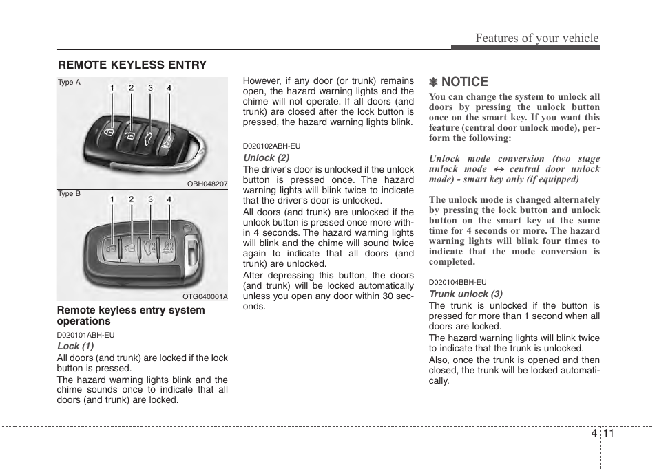 Features of your vehicle, Notice | Hyundai 2013 Genesis User Manual | Page 90 / 429
