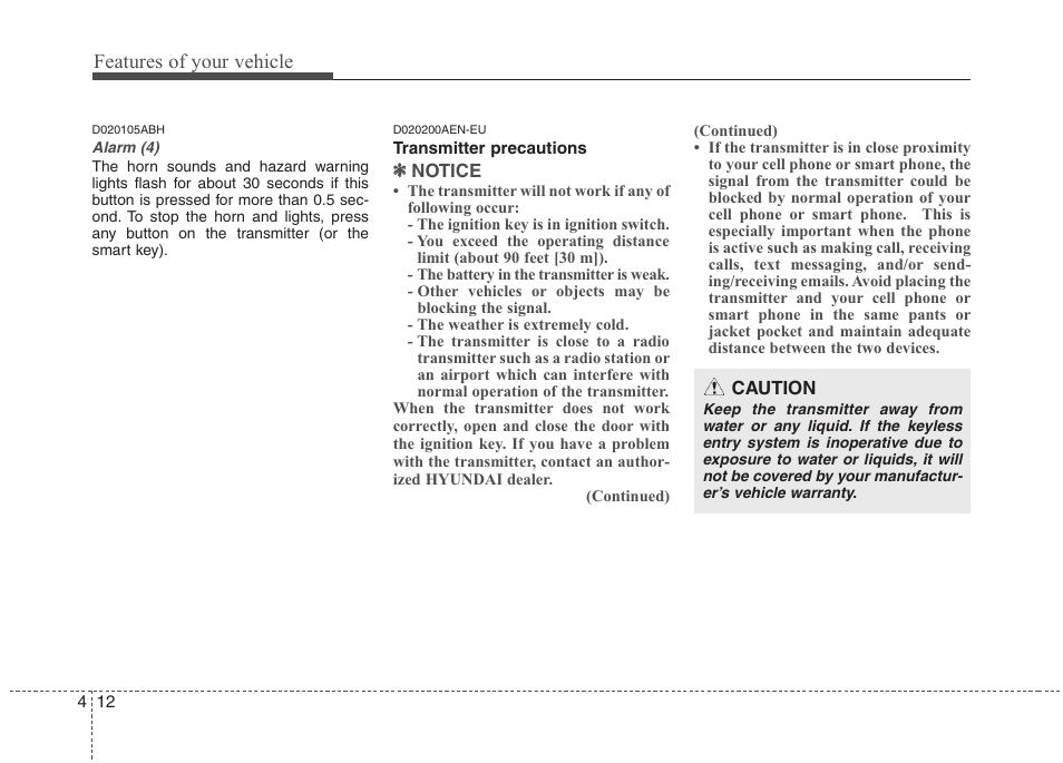 Features of your vehicle | Hyundai 2013 Genesis User Manual | Page 91 / 429