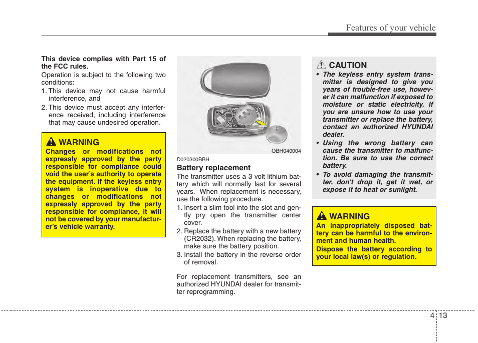 Features of your vehicle | Hyundai 2013 Genesis User Manual | Page 92 / 429