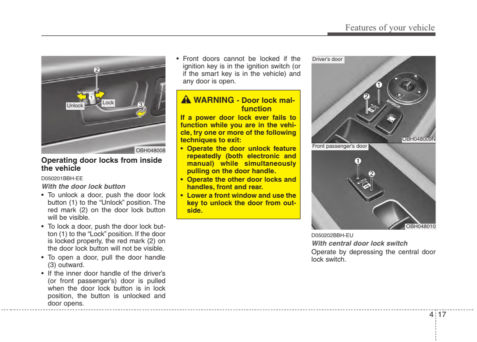 Features of your vehicle | Hyundai 2013 Genesis User Manual | Page 96 / 429