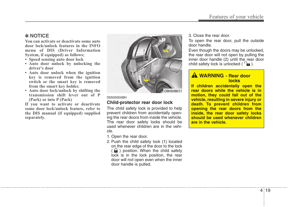 Features of your vehicle | Hyundai 2013 Genesis User Manual | Page 98 / 429