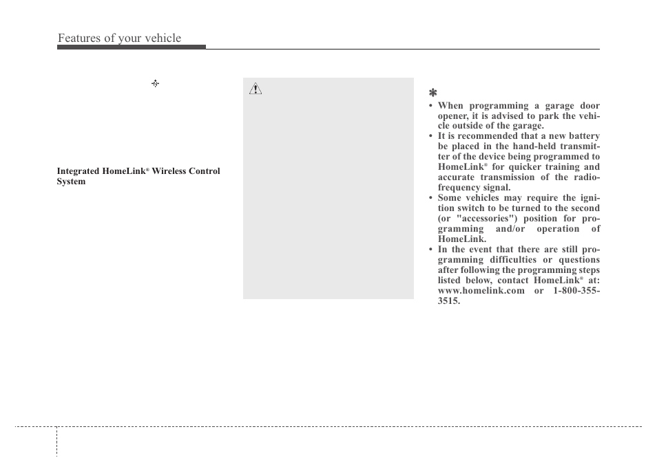 Features of your vehicle | Hyundai 2012 Santa Fe User Manual | Page 113 / 419