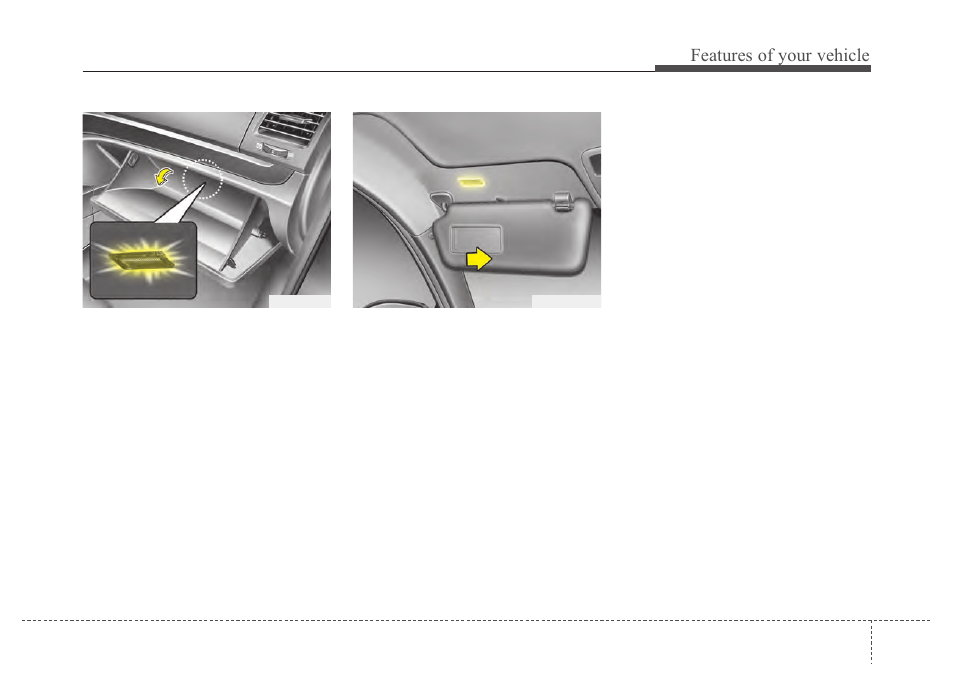 Features of your vehicle | Hyundai 2012 Santa Fe User Manual | Page 144 / 419