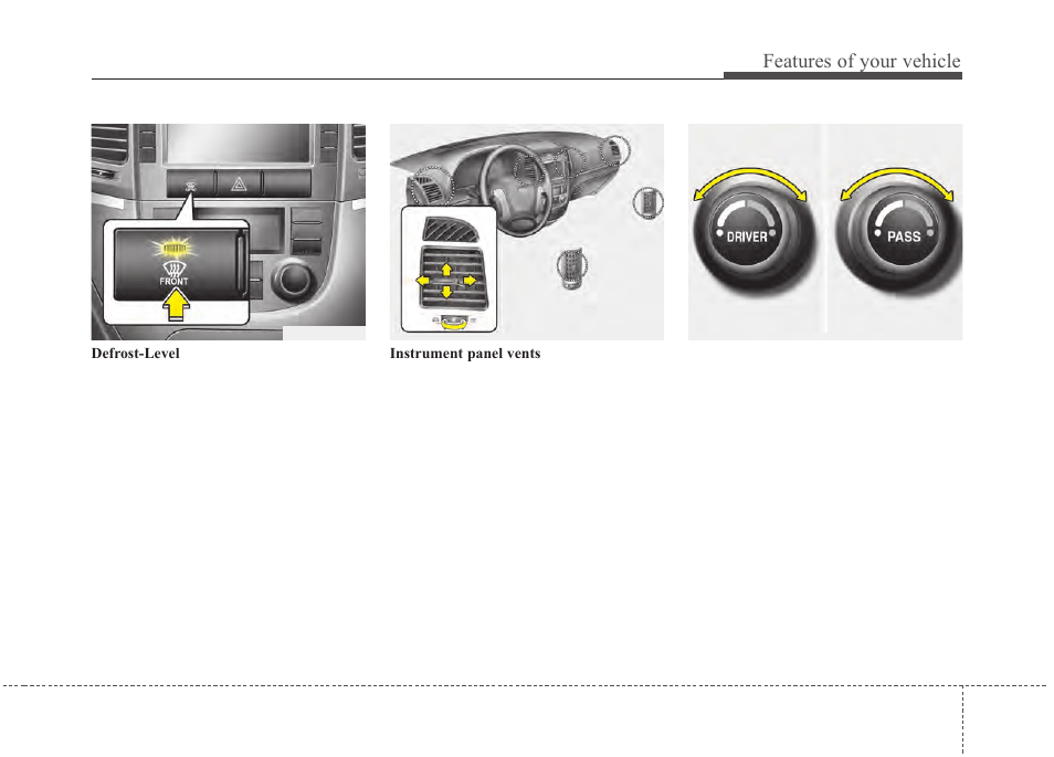 Features of your vehicle | Hyundai 2012 Santa Fe User Manual | Page 158 / 419