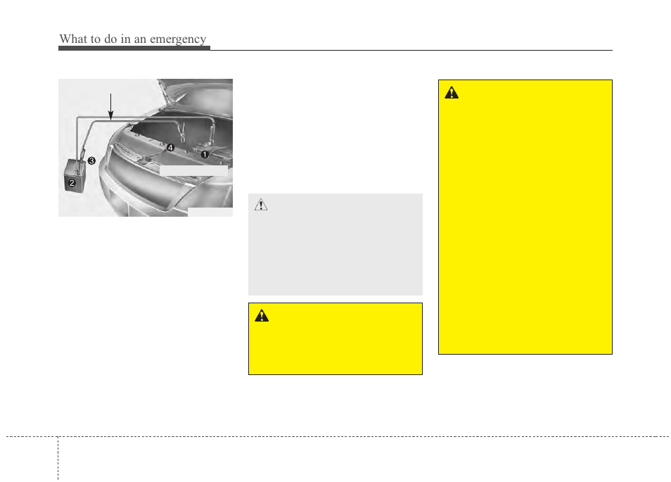 What to do in an emergency | Hyundai 2012 Santa Fe User Manual | Page 306 / 419