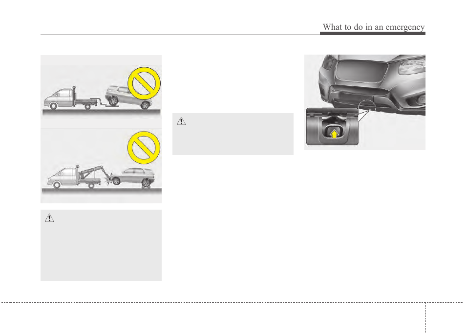 What to do in an emergency | Hyundai 2012 Santa Fe User Manual | Page 325 / 419