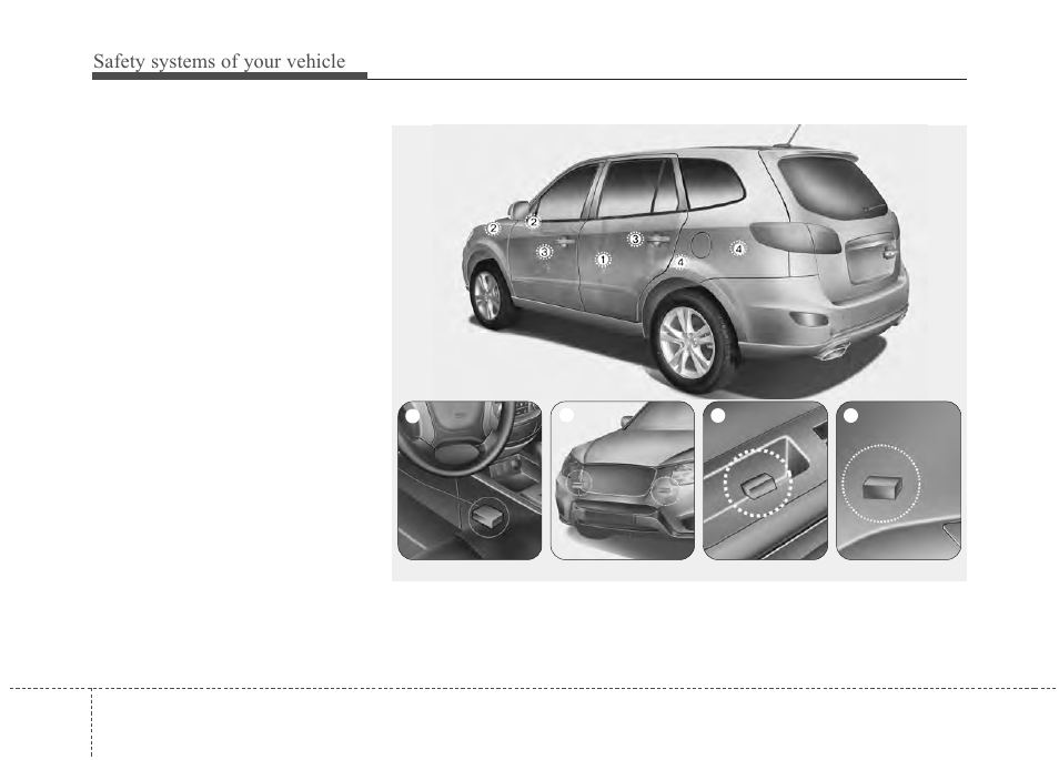 Safety systems of your vehicle | Hyundai 2012 Santa Fe User Manual | Page 69 / 419