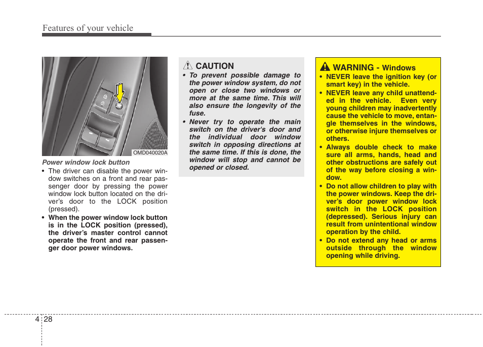 Features of your vehicle | Hyundai 2012 Elantra User Manual | Page 106 / 383