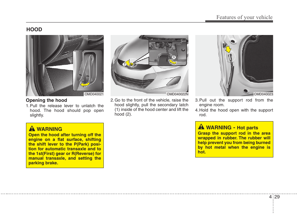 Features of your vehicle | Hyundai 2012 Elantra User Manual | Page 107 / 383