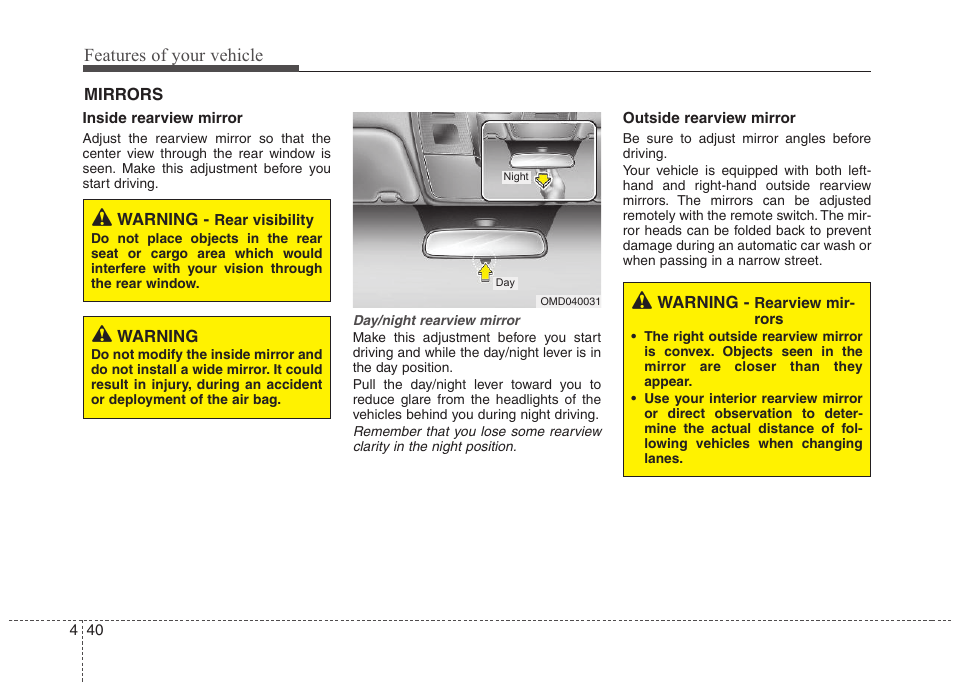 Features of your vehicle | Hyundai 2012 Elantra User Manual | Page 118 / 383