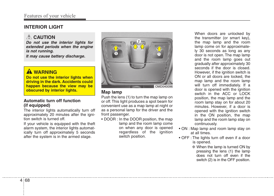 Features of your vehicle | Hyundai 2012 Elantra User Manual | Page 146 / 383