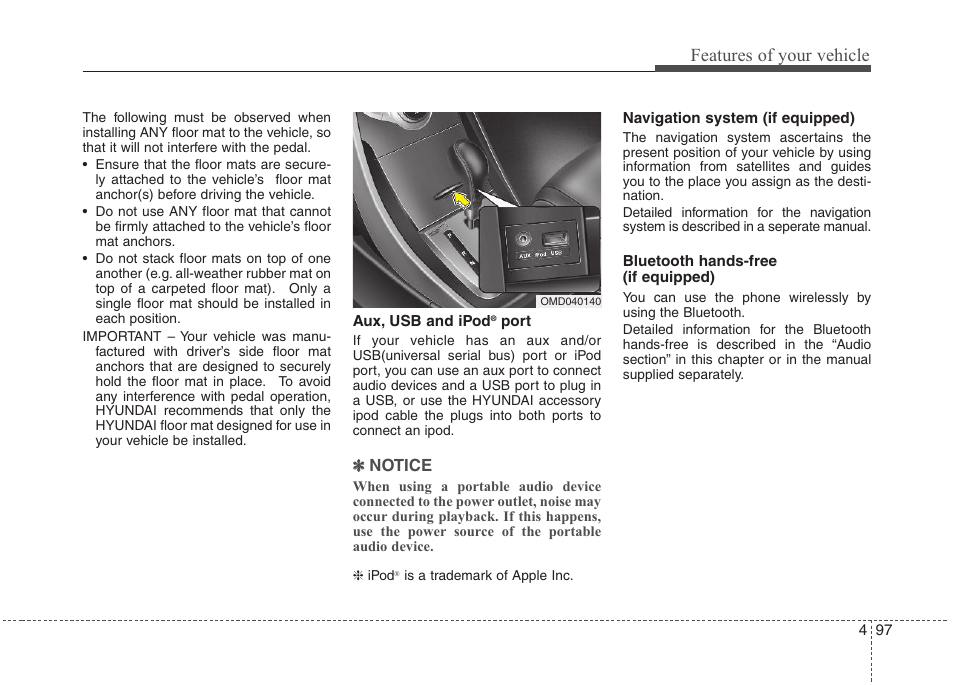 Features of your vehicle | Hyundai 2012 Elantra User Manual | Page 175 / 383