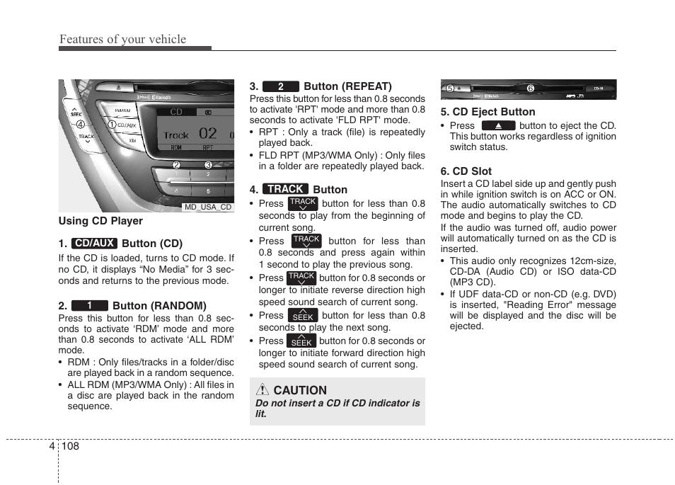 Features of your vehicle | Hyundai 2012 Elantra User Manual | Page 186 / 383