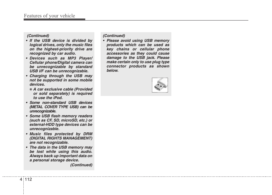 Features of your vehicle | Hyundai 2012 Elantra User Manual | Page 190 / 383