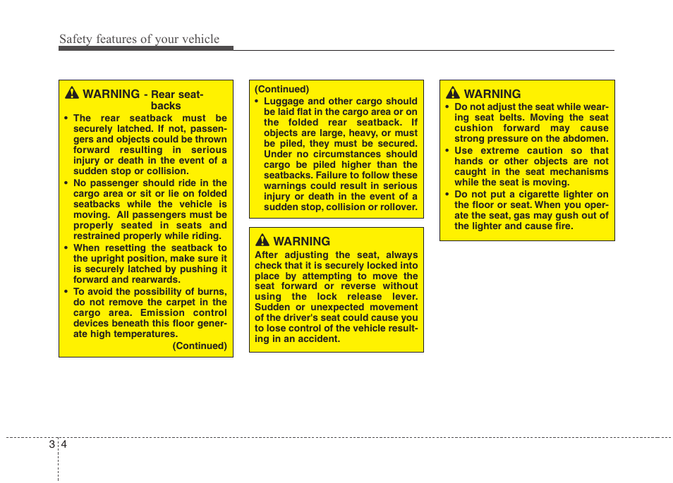 Safety features of your vehicle | Hyundai 2012 Elantra User Manual | Page 22 / 383