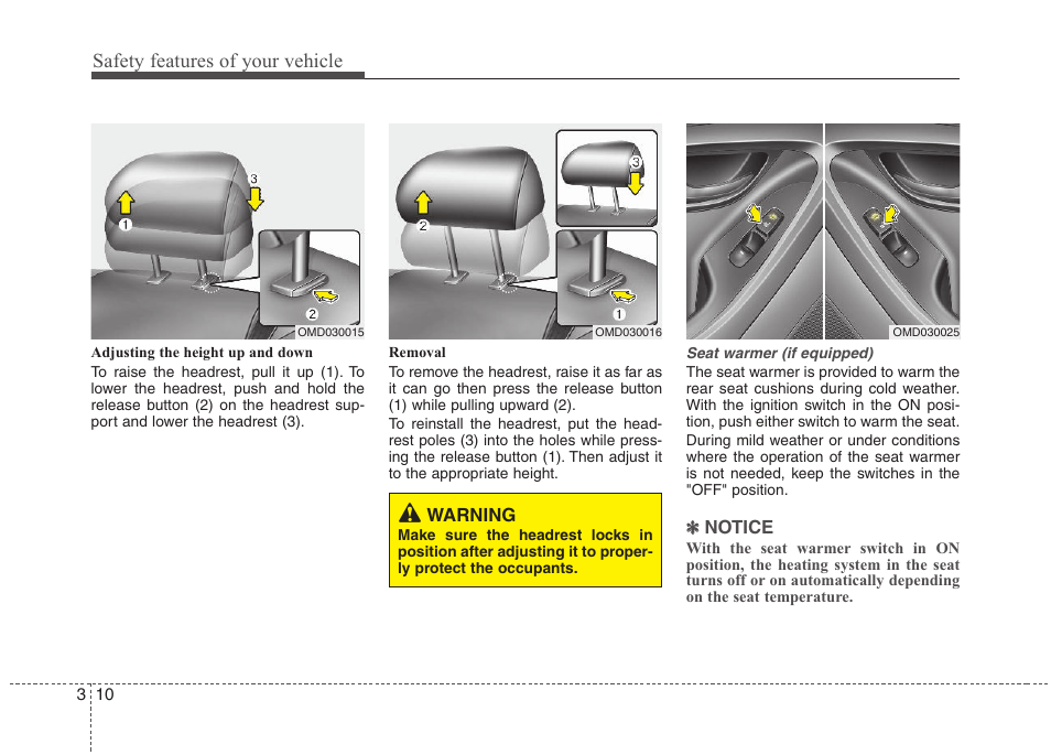 Safety features of your vehicle | Hyundai 2012 Elantra User Manual | Page 28 / 383