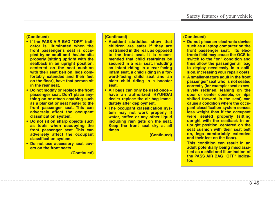 Safety features of your vehicle | Hyundai 2012 Elantra User Manual | Page 63 / 383