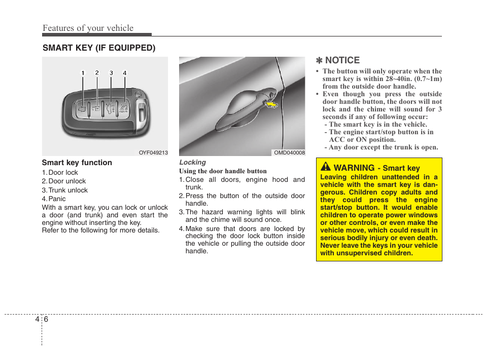 Features of your vehicle, Notice | Hyundai 2012 Elantra User Manual | Page 84 / 383