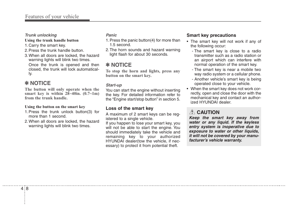 Features of your vehicle, Notice | Hyundai 2012 Elantra User Manual | Page 86 / 383