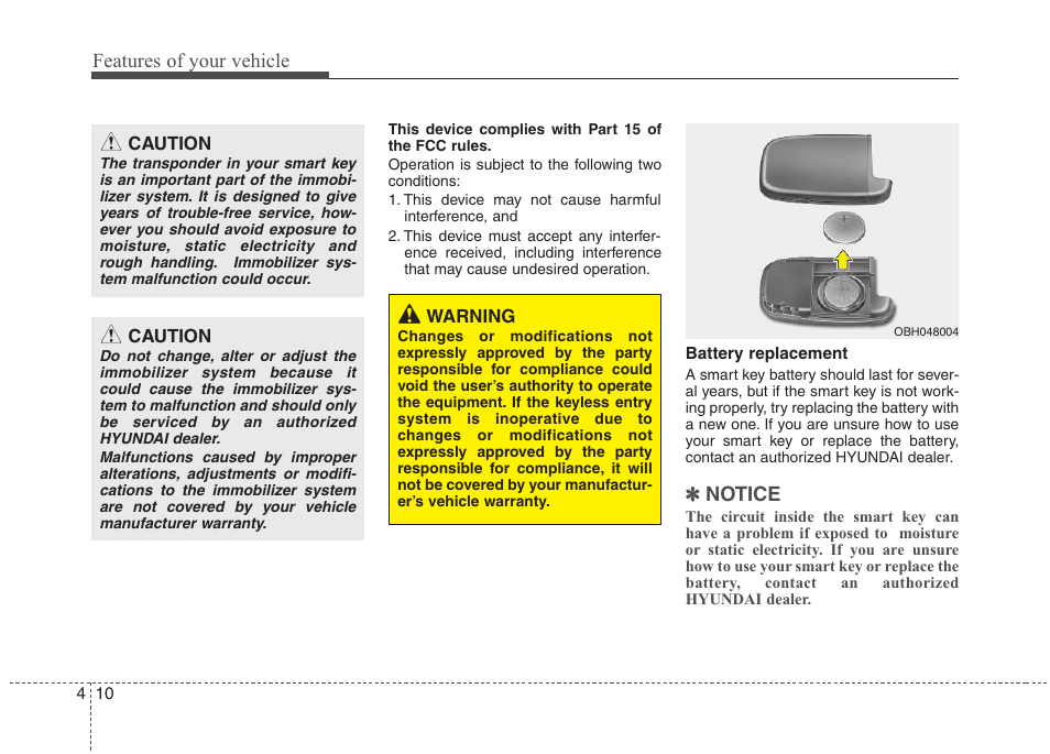 Features of your vehicle, Notice | Hyundai 2012 Elantra User Manual | Page 88 / 383