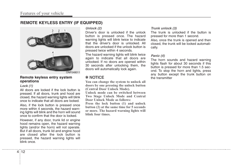 Features of your vehicle | Hyundai 2012 Elantra User Manual | Page 90 / 383